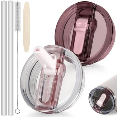 ANTAND 30oz Flip Straw Lid for Stanley Quencher H20 Tumbler 2 Pack Leak Proof Lid Replacement No Spill Cover for Stanley Cup Accessories ProTour Rose QuartzOld Pink