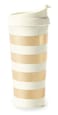 kate spade Kate Spade New York Thermal Travel Acrylic Coffee Mug Tumbler 16 Ounces Gold Stripe