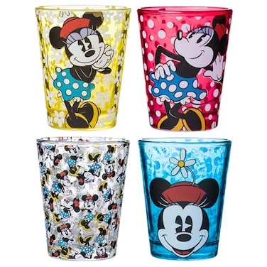 Silver Buffalo Disney Vintage Minnie Mouse 4 Pack Mini Glasses Set 15 Ounce