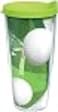 Tervis Golf Balls and Club Tumbler with Wrap and Lime Green Lid 24oz Clear
