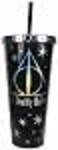 Spoontiques Harry Potter Acrylic Foil Cup with Straw 20oz Metallic Locking Double Wall Insulated BPA Free Deathly Hallows