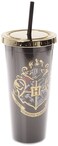Spoontiques Harry Potter Acrylic Foil Cup with Straw 20oz Metallic Locking Double Wall Insulated BPA Free Hogwarts Crest