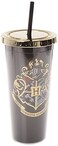 Spoontiques Harry Potter Acrylic Foil Cup with Straw 20oz Metallic Locking Double Wall Insulated BPA Free Hogwarts Crest