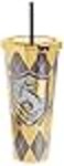 Spoontiques Harry Potter Acrylic Foil Cup with Straw 20oz Metallic Locking Double Wall Insulated BPA Free Hufflepuff