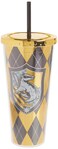 Spoontiques Harry Potter Acrylic Foil Cup with Straw 20oz Metallic Locking Double Wall Insulated BPA Free Hufflepuff