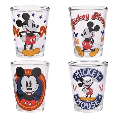 Silver Buffalo Disney Classic Mickey Mouse 4 Pack Mini Glasses 15 Ounces