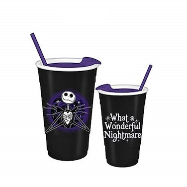 Silver Buffalo Siver Buffalo Nightmare Before Christmas What a Wonderful Nightmare Plastic Tumbler with Lid and Straw 32Ounce