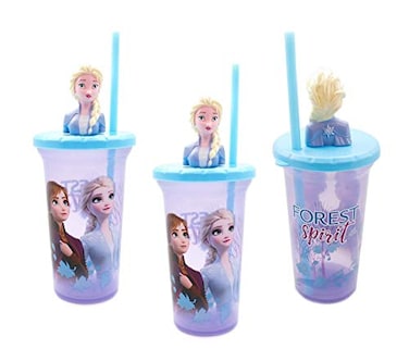 Zak Designs 3Pack Disney Frozen II Elsa 15oz Buddy Sip Tumbler Cup with Lid Straw BPAFree