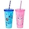 Silver Buffalo Disney Lilo and Stitch Angel Coconut Flowers 2 Pack Color Change Plastic Tumbler 24Ounce