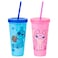Silver Buffalo Disney Lilo and Stitch Angel Coconut Flowers 2 Pack Color Change Plastic Tumbler 24Ounce