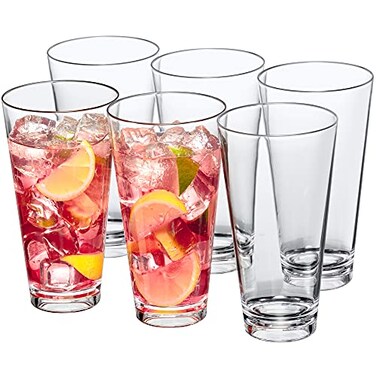 Amazing Abby Serenity 24Ounce Plastic Tumblers Set of 6 AllClear Reusable Stackable BPAFree ShatterProof DishwasherSafe