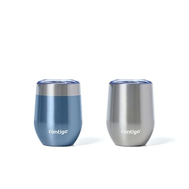 Contigo River North Stainless Steel Wine Tumbler with SplashProof Lid 12oz 2 Pack Dark Ice Stainless Steel