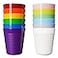 Muulaii Set of 12 Kids Plastic Cups 8 oz Children Drinking Cups Reusable Unbreakable Plastic Stackable Water Tumblers for Kids Toddlers Bright Colored Dishwasher and Microwave Safe