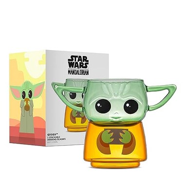 JoyJolt Star Wars Stackable Character Collection Grogu Stackable Glasses