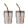 BLUEPOLAR 13oz400ml Glass Tumbler Water Cup with Straw and Lid Sealed Carry on for Coffee Iced Tea Thick Wall Insulated Amber 2Pack