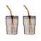 BLUEPOLAR 13oz400ml Glass Tumbler Water Cup with Straw and Lid Sealed Carry on for Coffee Iced Tea Thick Wall Insulated Amber 2Pack