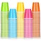 Roshtia 100 Pack 2 oz Plastic Shot Cups Mini Disposable Shot Glasses 2 oz Wedding Party Cups for Bridal Shower Wedding Party Beer Taste Serving SnacksMulti Colors