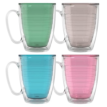 Tervis Clear Colorful Tabletop Bayou View Collection Made in USA Double Walled Insulated Tumbler Travel Cup Keeps Drinks Cold Hot 16oz Mug 4pk Assorted Pastels