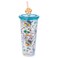 Silver Buffalo Disney Lilo and Stitch Chilling Beach and Palm Trees Pattern Plastic Cold Cup with Lid and Straw Topper 24 Ounces
