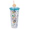 Silver Buffalo Disney Lilo and Stitch Chilling Beach and Palm Trees Pattern Plastic Cold Cup with Lid and Straw Topper 24 Ounces