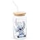 Silver Buffalo Disney Lilo and Stitch Sitting Glass Jar Tumbler with Bamboo Lid and Glass Straw 16 Ounces