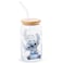 Silver Buffalo Disney Lilo and Stitch Sitting Glass Jar Tumbler with Bamboo Lid and Glass Straw 16 Ounces