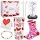 CAKKA Valentines Day Gift Ensemble 8 PCS Romantic Gift Set Includes 20 oz Stainless Steel Tumbler with Lid Straw Brush Simulation Rose Flower Socks Bracelet Thanks Card Gift Box