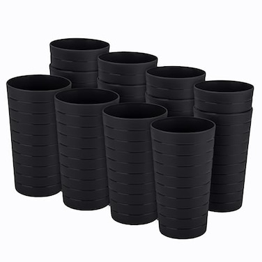 KX-WARE KXWARE Mixed Drinkware 22ounce Plastic TumblersDrinking GlassesParty CupsIced Tea Glasses Set of 12 Black Unbreakable Dishwasher Safe BPA Free