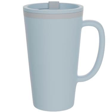 Copco Cone Insulated Travel Mug with Handle 16 oz Double Wall TwistOff SpillResistant Lid Slide Closure BPAFree Cup for Hot or Cold Drinks Microwave Dishwasher Safe Light Blue