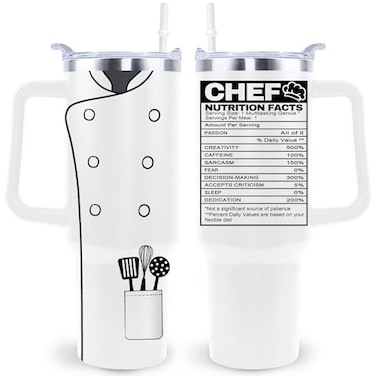 sxmluedn Chef Tumbler Cup 40 Oz Travel Mug With Lid Straw and Handle Funny Gift Ideas For Women Men