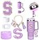 Mity rain 6PCS Cup Accessories Set for Stanley Cup 30oz 40oz tumbler with handle Including Silicone Straw Topper Cover Cap and Boot Spill Proof Stopper Handle Charm Initials Sticker Letter S
