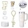 Mity rain Mity Rain 6Piece Stanley Cup Accessory Set for 30 oz and 40 oz Tumbler with Handle Including Straw Cover Cap Cup Initials Charm Silicone Boot Round and Square SpillProof Stopper