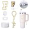 Mity rain Mity Rain 6Piece Stanley Cup Accessory Set for 30 oz and 40 oz Tumbler with Handle Including Straw Cover Cap Cup Initials Charm Silicone Boot Round and Square SpillProof Stopper