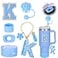 Mity rain Cup Accessories Set for stanley 30 oz 40 oz tumbler with handle Including Initials Charms Straw Cover Cap Boot Sticker Silicone Spill Proof StopperBlue Decorate for Boy Girl Letter K