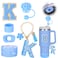 Mity rain Cup Accessories Set for stanley 30 oz 40 oz tumbler with handle Including Initials Charms Straw Cover Cap Boot Sticker Silicone Spill Proof StopperBlue Decorate for Boy Girl Letter K