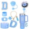 Mity rain Cup Accessories Set for stanley 30 oz 40 oz tumbler with handle Including Initials Charms Straw Cover Cap Boot Sticker Silicone Spill Proof StopperBlue Decorate for Boy Girl Letter D