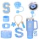 Mity rain Cup Accessories Set for stanley 30 oz 40 oz tumbler with handle Including Initials Charms Straw Cover Cap Boot Sticker Silicone Spill Proof StopperBlue Decorate for Boy Girl Letter S
