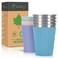 Vermida Stainless Steel Cups for Kids and Toddlers 12oz Stackable Stainless Steel Kids Cups with Silicone Sleeves Sweat Proof Unbreakable Metal Cups for Home Outdoor Activities BPA Free 4 Pack