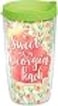 Tervis Sweet as a Georgia Peach Insulated Tumbler with Wrap and Lime Green Lid 16oz Clear