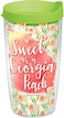 Tervis Sweet as a Georgia Peach Insulated Tumbler with Wrap and Lime Green Lid 16oz Clear