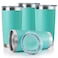 DOMICARE 20oz Stainless Steel Tumbler Bulk with Lid Double Wall Vacuum Insulated Travel Mug Powder Coated Coffee Cup Light Blue 4 Pack