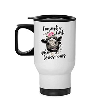 Negi Valentines I M Just A Girl Who Loves Cows Flower Women Stuff Print Cup
