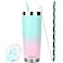 Drinco 20 oz Stainless Steel Tumbler Double Walled Vacuum Insulated Mug With Lid 2 Straws For Hot Cold Drinks 20oz Macaron 20oz