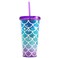 Home Tune Cute Glitter Tumbler Cups with Lid and Straw Double Wall Insulated Acrylic Cup 22 oz 650ml Mermaid