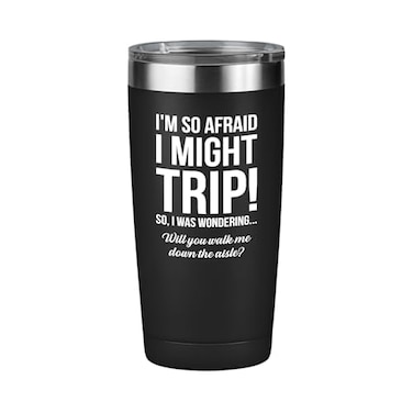 Bubble Hugs Proposal Viking Tumbler Black 20oz Walk Me Down the Aisle Wedding Relationship Dad Brother Step Uncle Mom Giving Away to Future Husband Walk Me Down Black