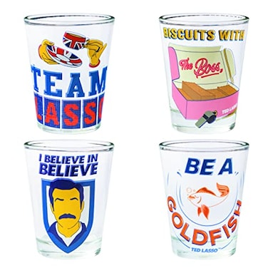 Silver Buffalo Ted Lasso Quotes 4 Pack Mini Glass Set 15 Ounces