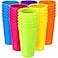 Suclain Set of 36 Colorful Reusable Plastic Cups 14 oz Kids Unbreakable Drinking Cup Bulk Stackable Water Tumblers Sets Large Tumbler for Dishwasher Safe Kitchen Ice Cafe Tea Party Supplies 6 Colors