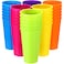 Suclain Set of 36 Colorful Reusable Plastic Cups 14 oz Kids Unbreakable Drinking Cup Bulk Stackable Water Tumblers Sets Large Tumbler for Dishwasher Safe Kitchen Ice Cafe Tea Party Supplies 6 Colors