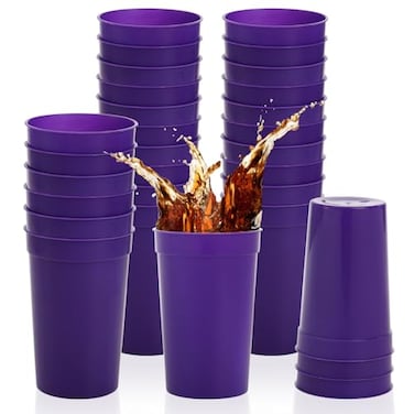 Fasmov 30 Pack 16 oz Plastic Cups Plastic Tumblers Blank Reusable Drink Tumblers for Parties Events Marketing Weddings Purple
