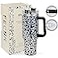 FECBK 40 oz Tumbler with Handle and Straw 100 LeakProof Travel Mug Stainless Steel Double Wall Vacuum Insulated Coffee Cup Keeps Cold For 34 Hours Dishwasher Safe Black Leopard